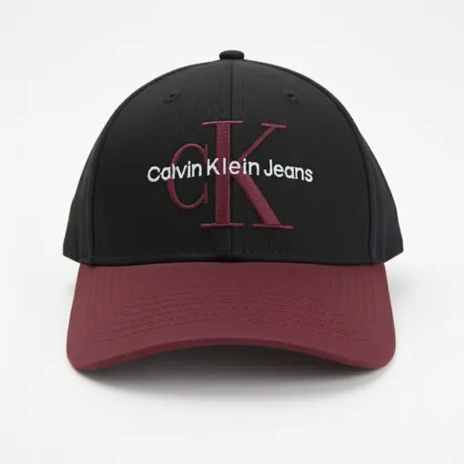Calvin Klein Jeans Monogram Embroidered Cap –Black & Maroon